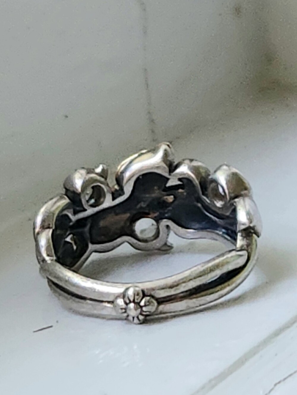 BARBARA BIXBY 18K STERLING VINE & WHITE TOPAZ RING SIZE 8 - Picture 8 of 11